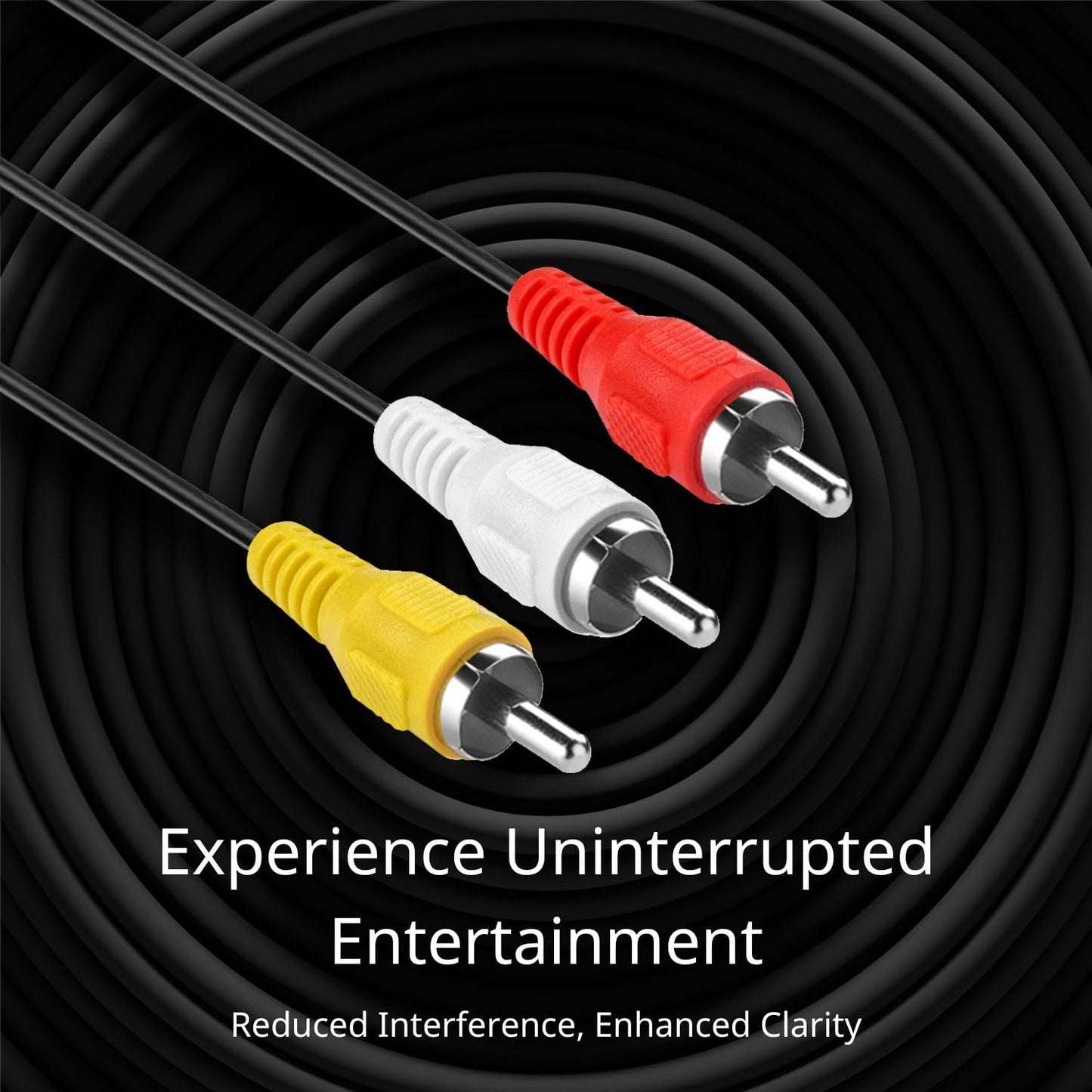 TNP 3 RCA AV Cable - 15 ft Audio Video Cable with Male to Male Connector - Dual Shielded Red White Yellow Composite Video RCA Cord Wire Jack Plug