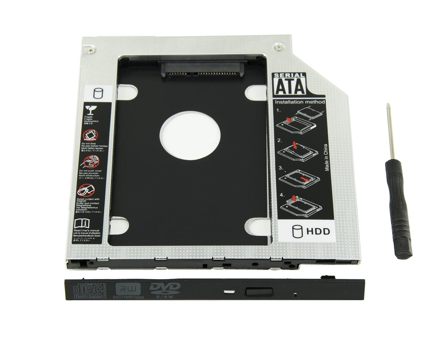 Highfine Universal 9.5mm SATA to SATA 2nd SSD HDD Hard Drive Caddy Adapter Tray Enclosures for DELL HP Lenovo ThinkPad ACER Gateway ASUS Sony Samsung