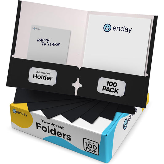 Paper Folders with Pockets 2 Pocket Folders Bulk, Two Pocket for Letter Size Sheets, Assorted Colors, 100 Pack - By Enday (Pastel Multicolor)