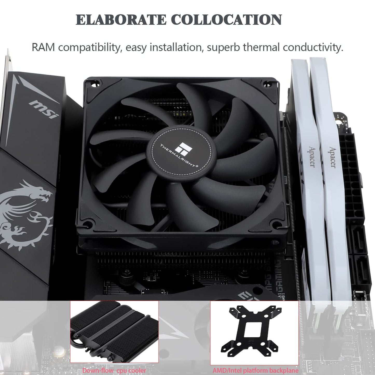 Thermalright AXP90 X36 Black Low Profile CPU Cooler, with 92mm TL-9015B Slim PWM Fan, ITX CPU Cooler, AGHP Technology, 36mm Height,for AMD AM4