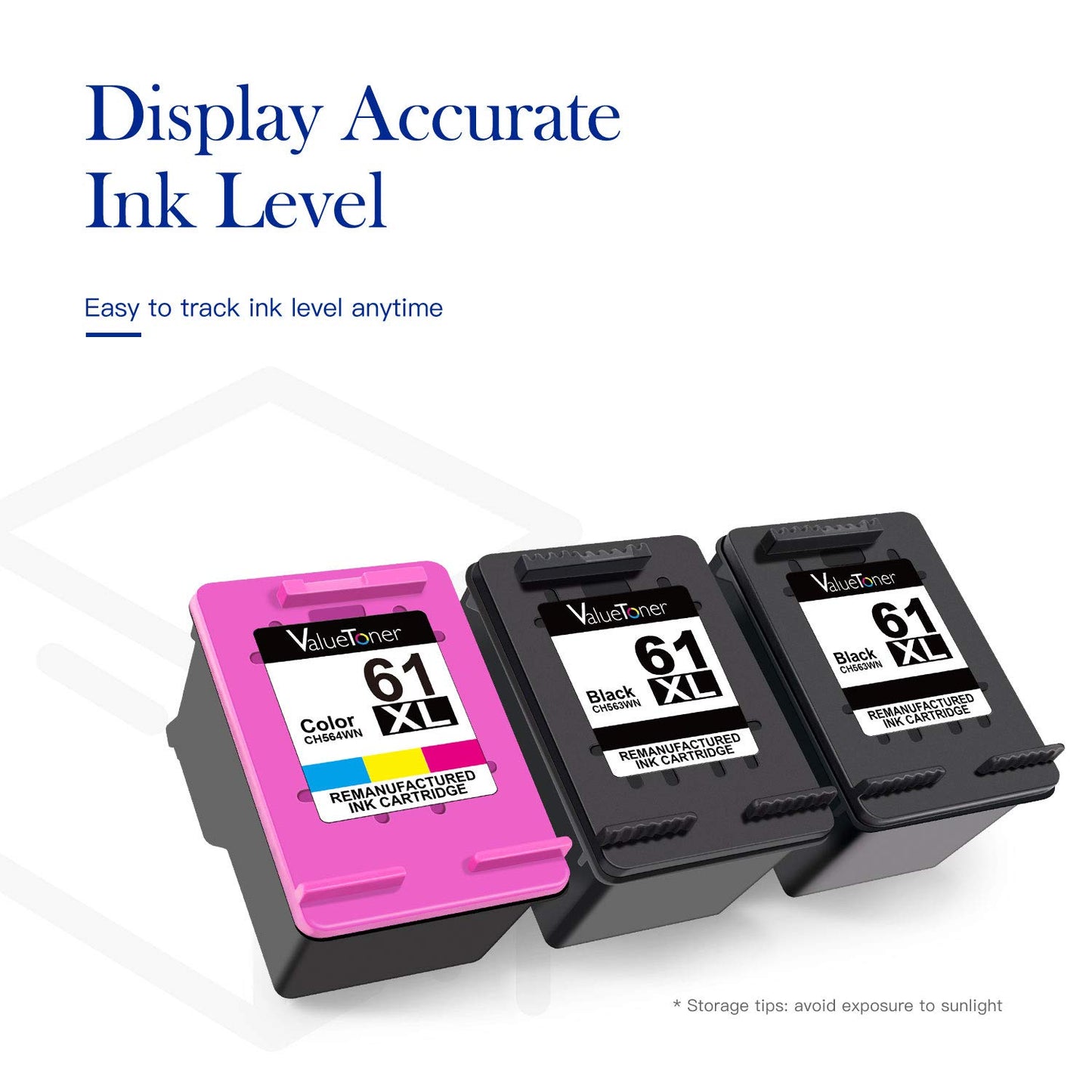 Valuetoner Remanufactured Ink Cartridge Replacement for HP 61XL 61 XL High Yield Used in Envy 4500 5530, Deskjet 2540 1510 1000 1010, Officejet 4630