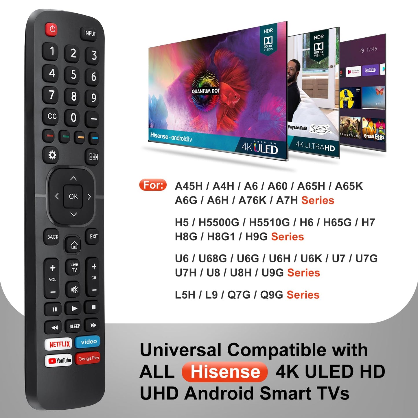for Hisense-TV-Remote Replacement, Universal Remote Control for Hisense Smart TVs(Not for Roku TVs)