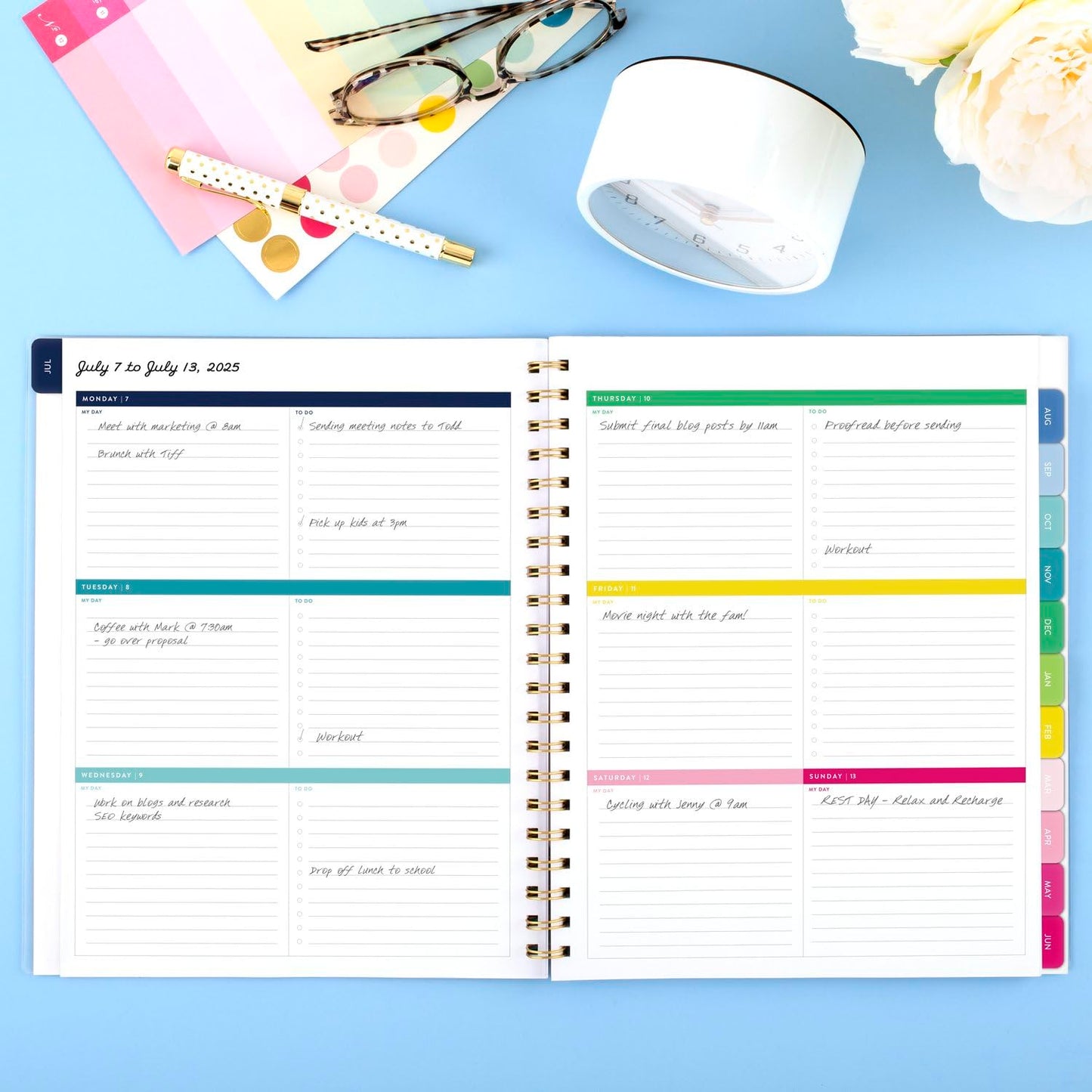 AT-A-GLANCE Planner 2025-2026 Academic, Simplified by Emily Ley, Weekly & Monthly, 8-1/2" x 11", Large, Monthly Tabs, Flexible Cover, Petite Floral