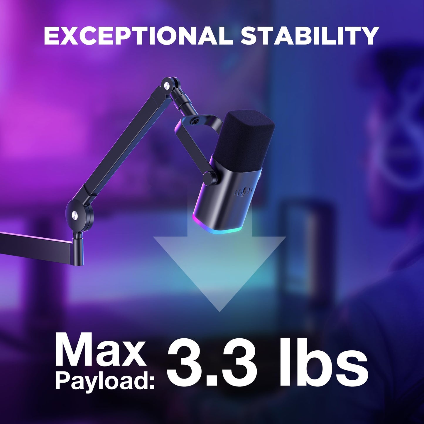 InnoGear Low Profile Mic Arm, 360° Rotatable Microphone Boom Arm Mic Stand for Fifine AM8 K669B Blue Yeti HyperX QuadCast SoloCast AT2020, with Mic