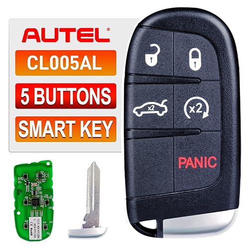 Autel MaxiIM IKEY Programmable Blank Key for Chrysler Dodge, 2026 IKEYCL005AL 5 Buttons Key Fob Replacement, 130FT/ 40M Smart Keyless Entry Remote
