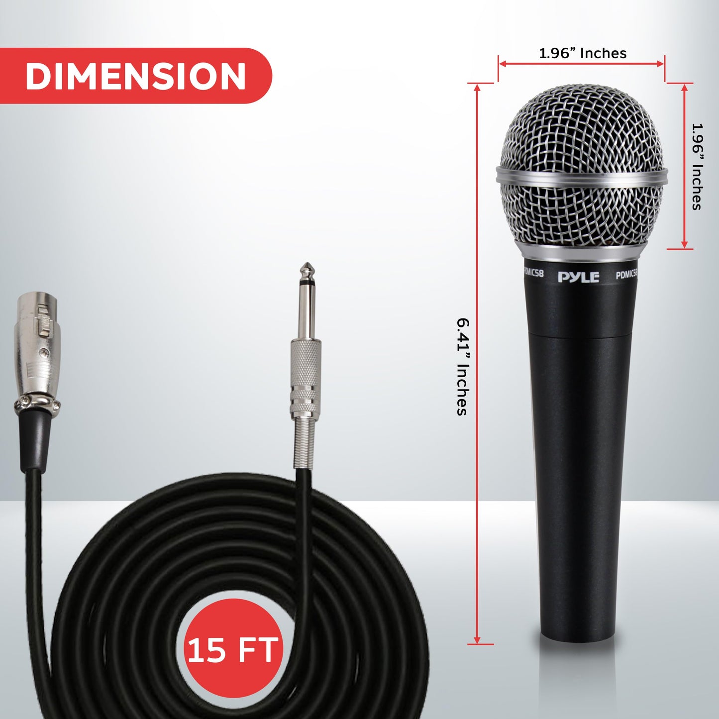 Pyle Professional Dynamic Microphone - 4-Pack Unidirectional Handheld Mic with Built-in Pop Filter, High Signal Output, 15 ft. XLR Audio Cable, Ideal