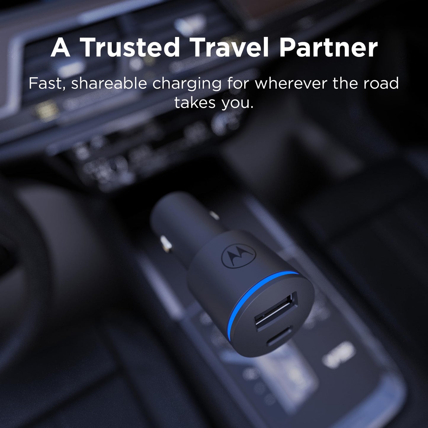 Motorola TurboPower Share Car Charger- 45W Dual Port USB-A, USB-C Output for Moto G 2025/2026, G Power 2024/2025/2026, G Stylus 2024/2025/2026, Play