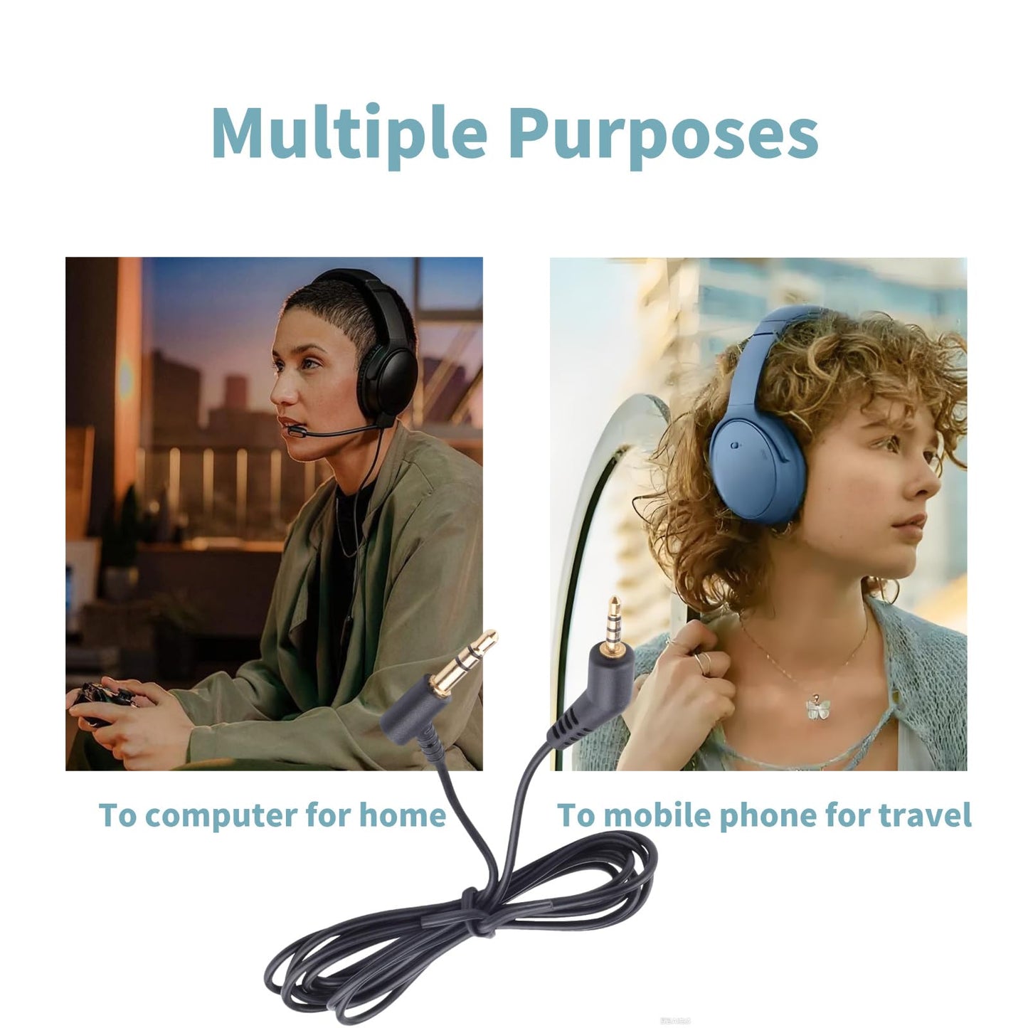 Alitutumao Replacement Audio Cable Cord Extension Wire Compatible with Bose QuietComfort 3 QC 3 Headphones, 4.6FT