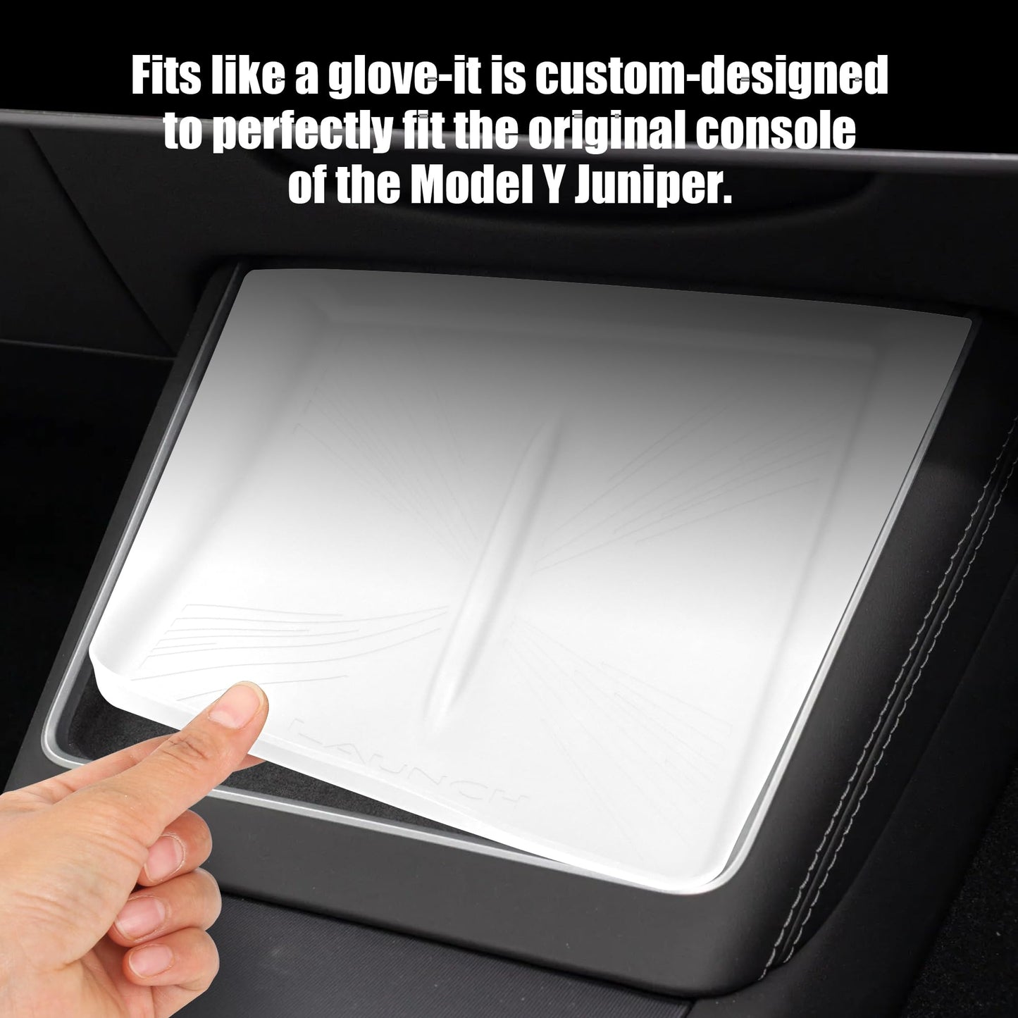 frani Center Console Silicone Mat Designed for Tesla Model Y Juniper Refresh,Non-Slip Design Tesla Model Y Accessories 2025 2026 White