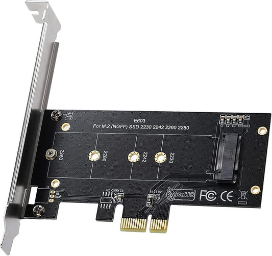 Black M.2 PCIe to PCIe 3.0 x1 NVMe Controller Expansion Card for M-Key M.2 SSD 2280/2260/2242/2230 Riser Card,Supports M2 NGFF PCI-e 3.0, 2.0,1.0