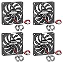 Alinan 4pcs 8010 80mm x 10mm 12V Dual Ball Bearings Brushless Fan 2Pin DC Cooling Exhaust Fan for Radiator DIY Air Exhaust Vent Cooling