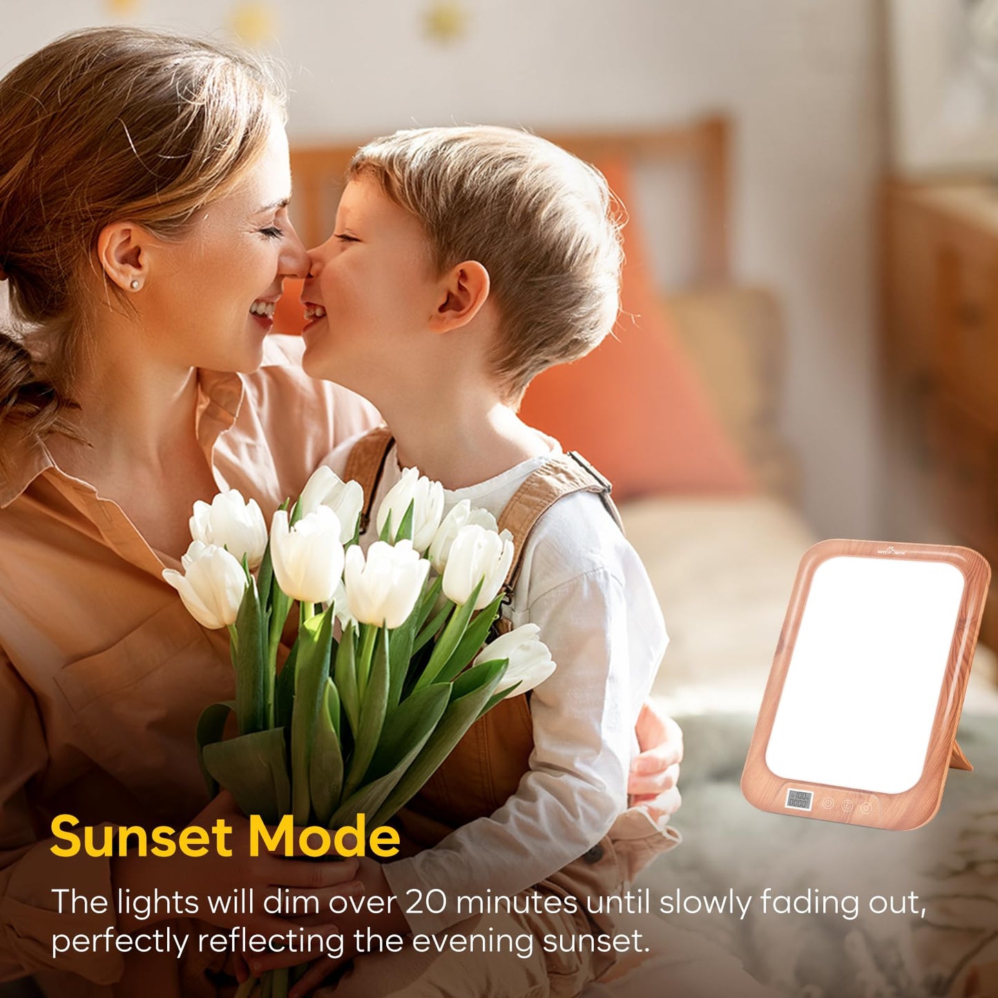 Easy@Home Light Therapy Lamp: LED Light Therapy Energy Lamp UV-Free with 10000 Lux | Sun Lamp with 3 Color Adjustable Brightness Levels | Timer Memory