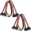 MEETOOT 22-pin Sata Extension Cable 2Sets 50cm SATA 22 Pin (7+15) Male to Female Data and Power Combo Extension Cable Plug Cable for Serial ATA Hard