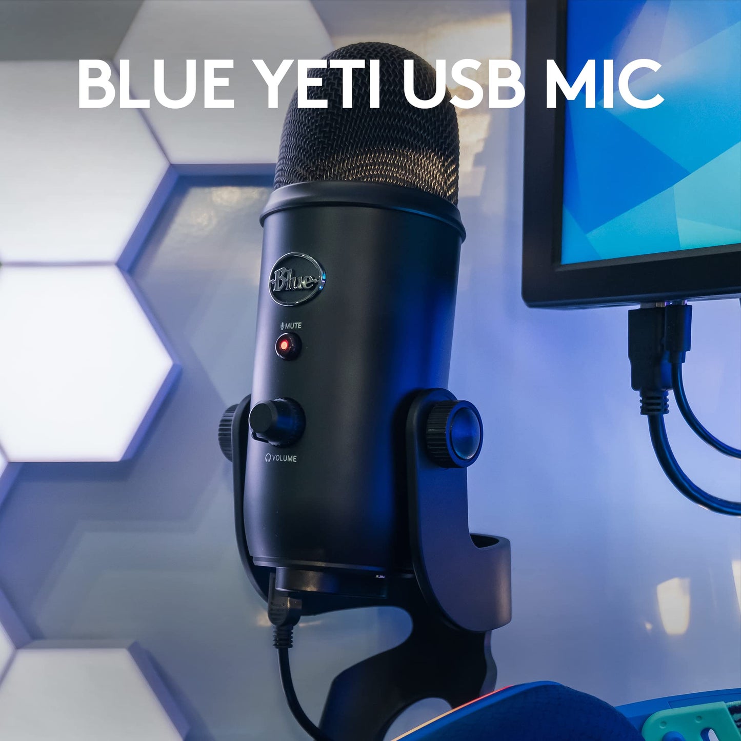 Logitech Blue Yeti Game Streaming Kit with Yeti USB Gaming Mic, Blue VO!CE Software, Exclusive Streamlabs Themes, Custom Pop Filter, PC/Mac/PS4/PS5