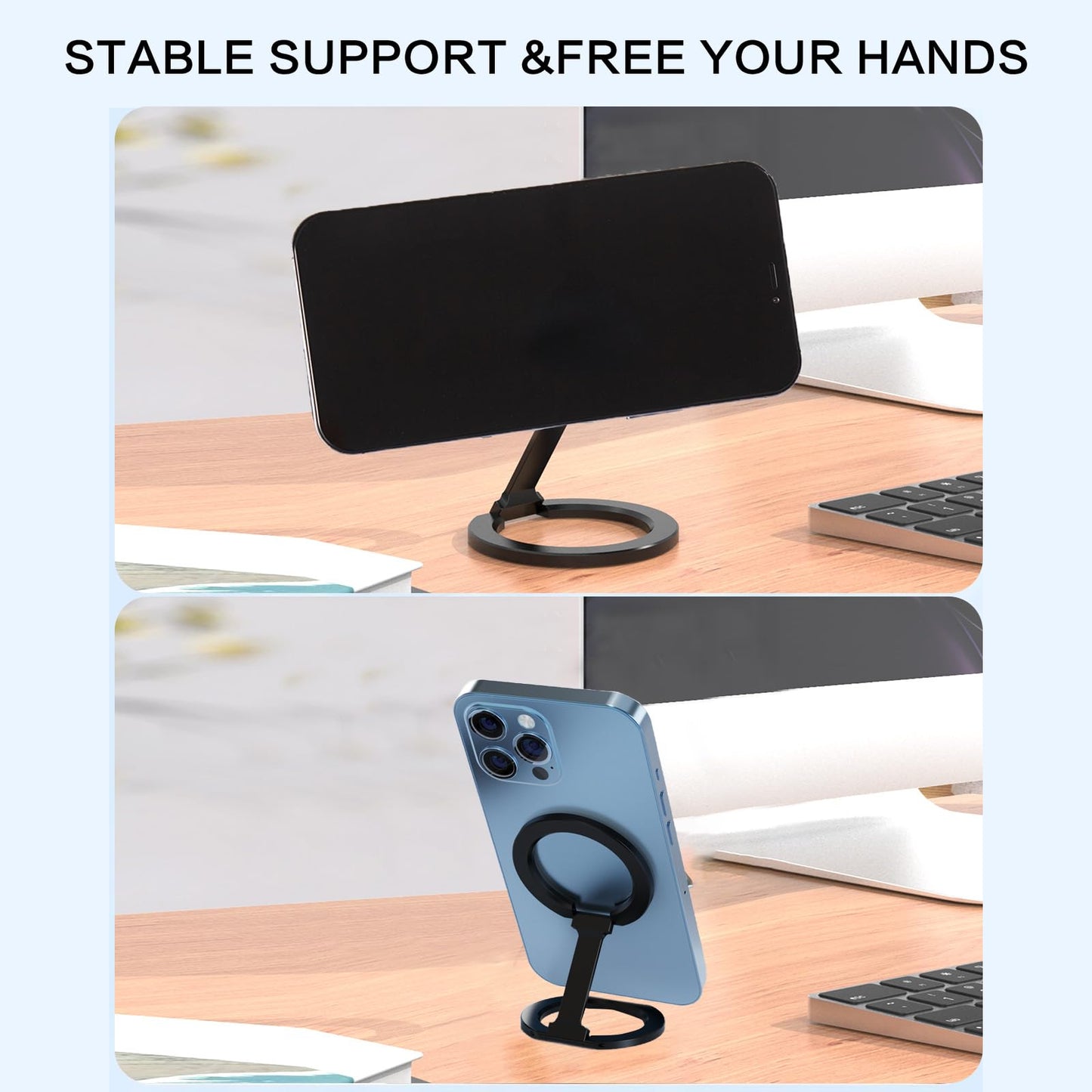Rimyam Magnetic Phone Ring Holder for MagSafe 360°Rotation Finger Grip Stand Adjustable Cellphone Kickstand Mag Safe Accessories for iPhone