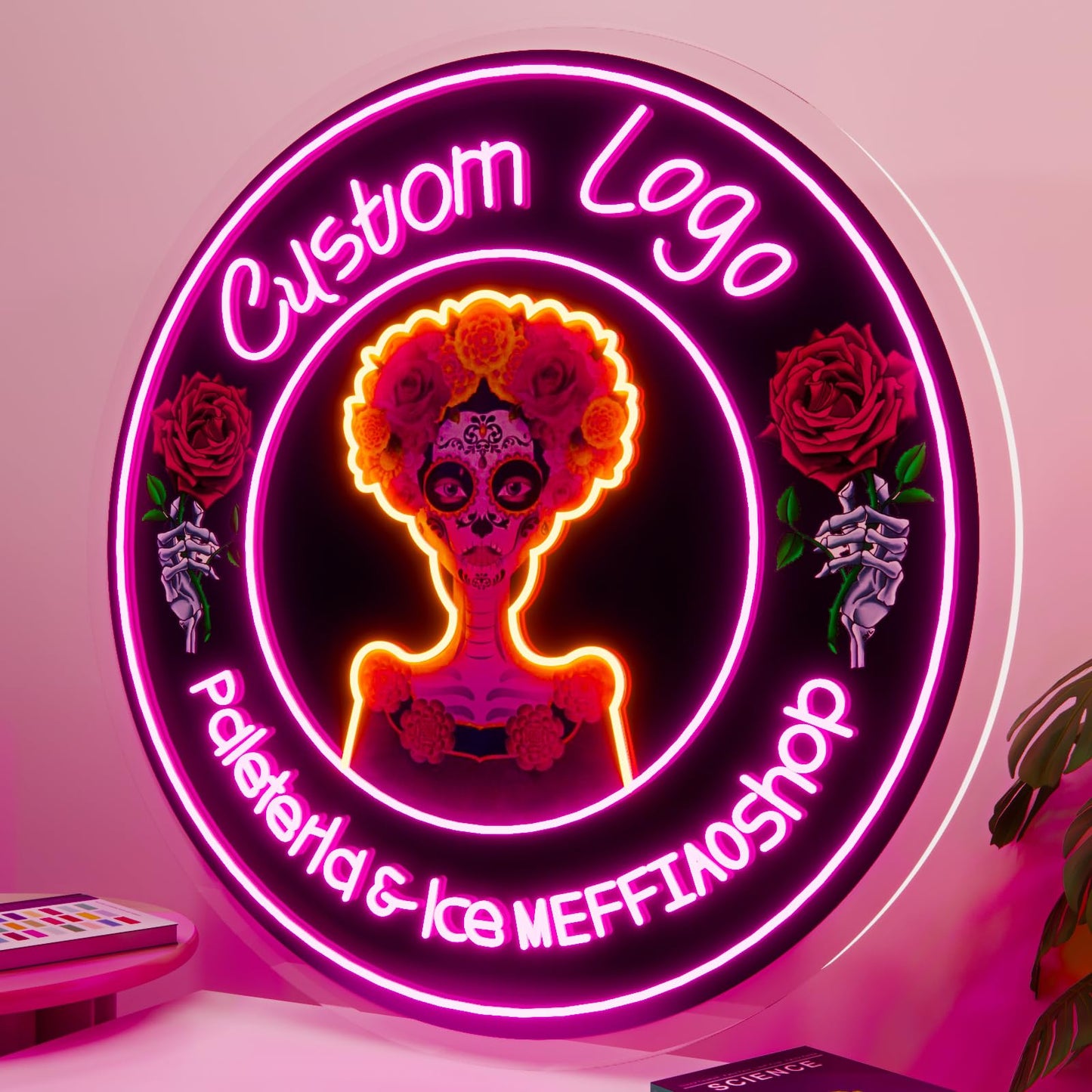 MEFFIAO Custom Neon Sign, Personalized LoGo Neon Sign Customizable for Business, UV Bar Salon Beauty Studio Light Up Sign, LED Neon Name Sign Suitable