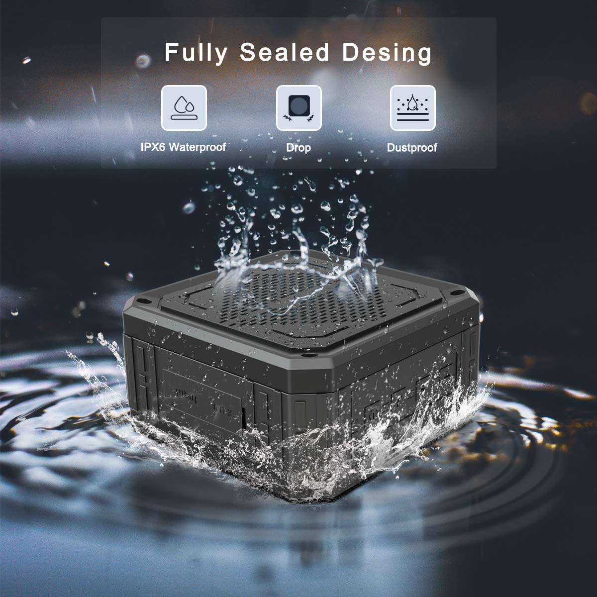 ABFOCE Solar Speaker Portable IPX6 Waterproof Bluetooth Speakers 15 Hours of Playtime Rich Stereo Bass Shockproof Dustproof for Home and Outdoor