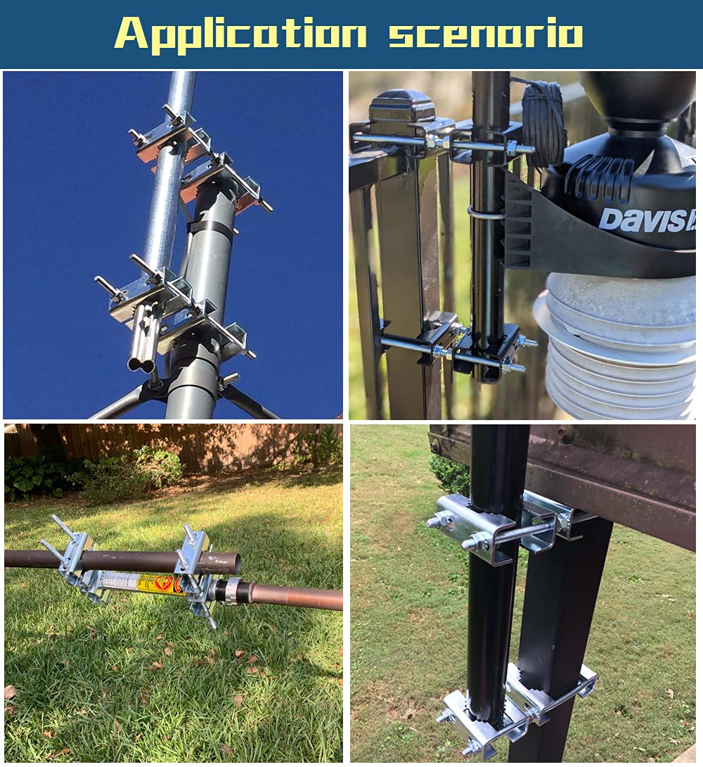 Star Dream Mast Connector,Double Antenna Mast Clamp Jaw Block with Bolts Anti-Rust Finished for TV Ham Antenna Weather Station Double Pipe-Mounting