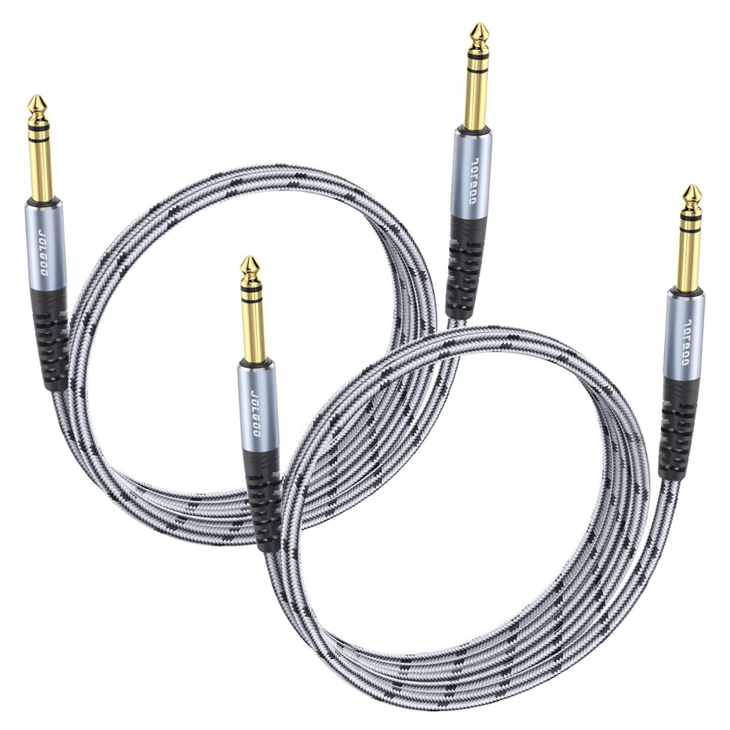 JOLGOO 1/4 Inch TRS Instrument Cable 3.3 FT 2-Pack, Quarter inch Audio Cable, 6.35 Balanced Interconnect Line for Electric Guitar, Bass, Keyboard…
