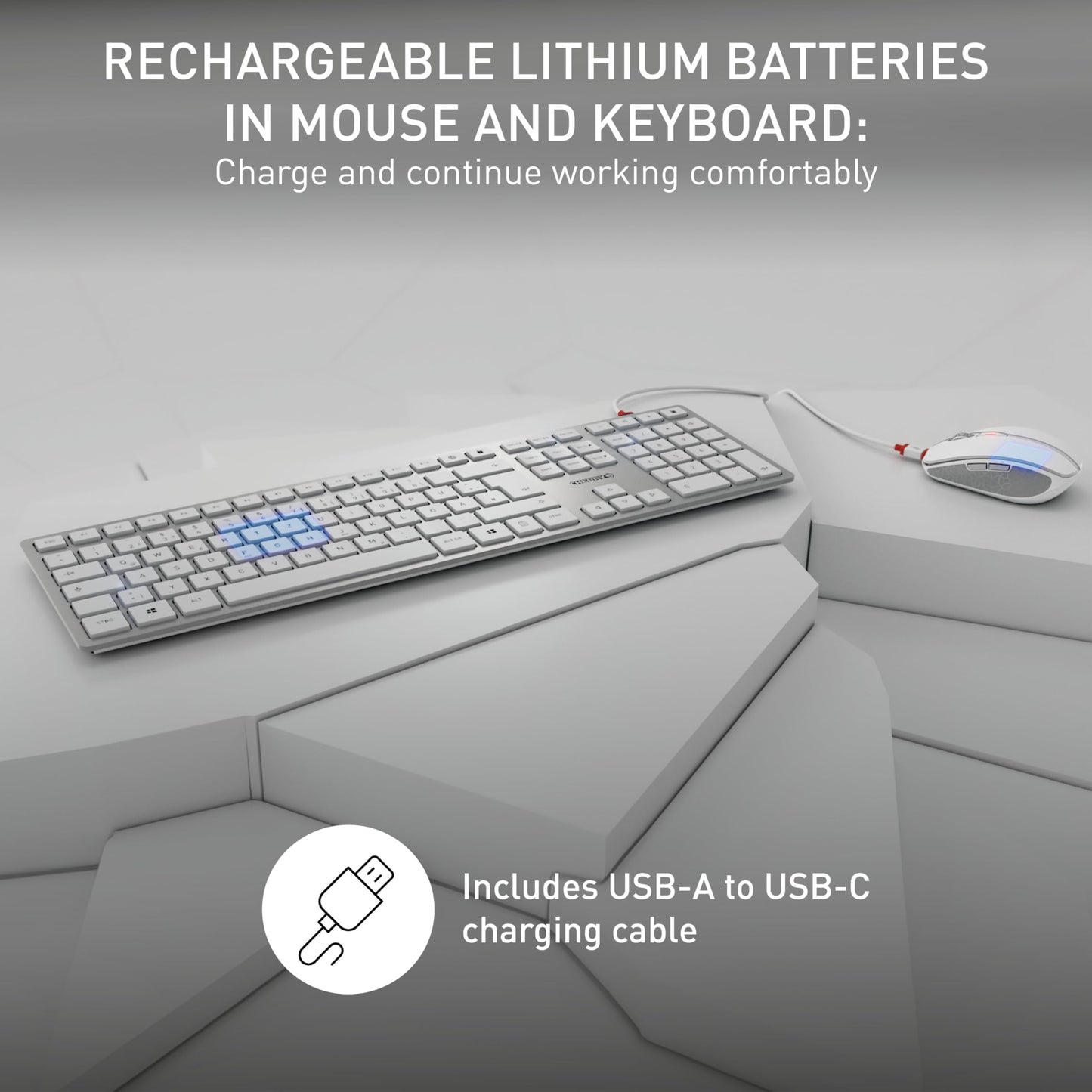 CHERRY DW 9100 Slim, Wireless Keyboard and Mouse Set, Bluetooth & 2.4 GHz RF Connection, Quiet Keys, Comfortable Writing, Rechargeable, QWERTY