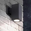 ASD 1 Light Square Dusk to Dawn LED Outdoor Wall Light Fixture | 9W 1000LM 3000K-5000K 120V Cylinder Up Down Lights | Exterior Wall Sconce | Front
