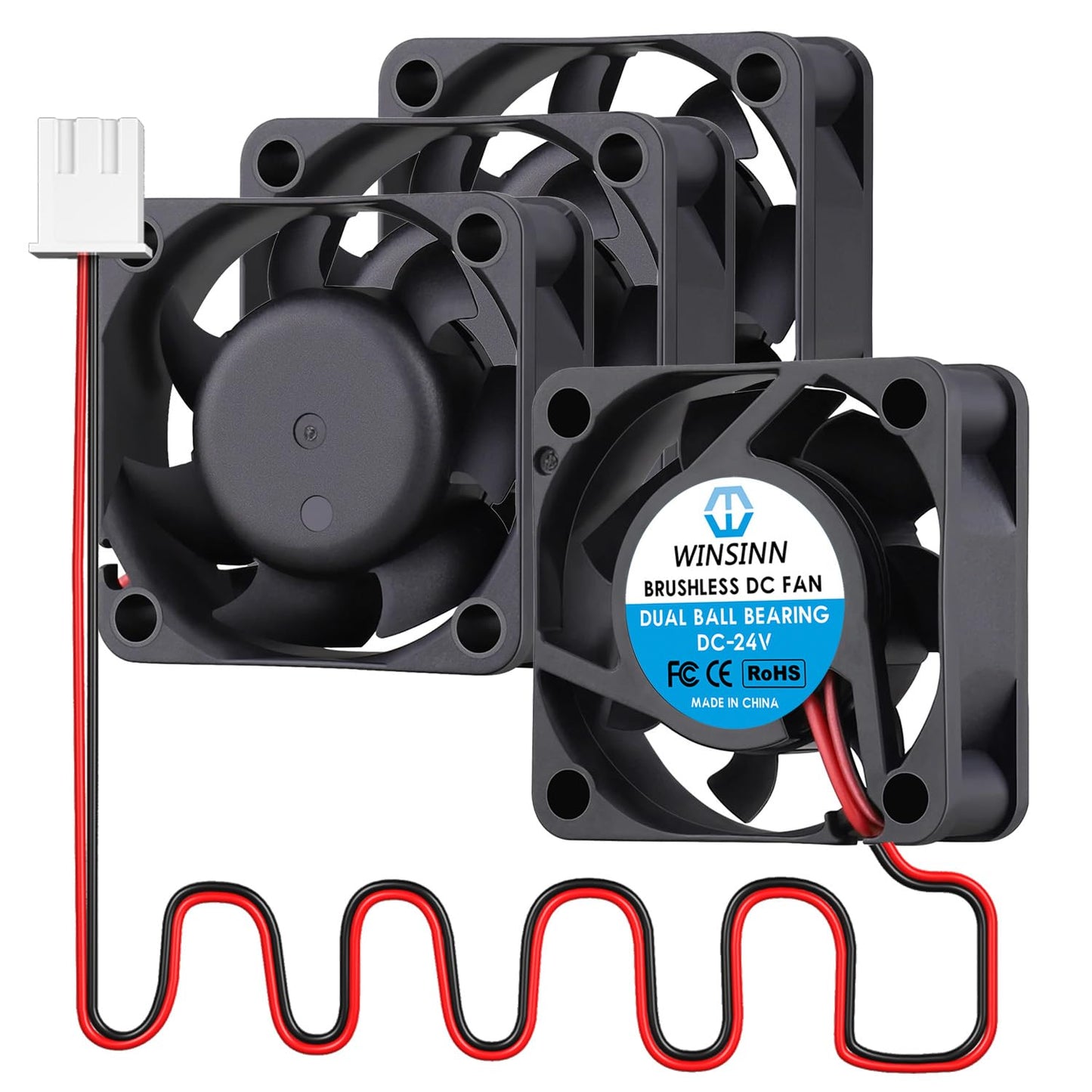 WINSINN 40mm 24V Fan - Dual Ball Bearing, 10000 RPM, Brushless 4015 Cooling Fan Ideal for Industrial Equipment & Servers, 30cm Cable with XH2.54-2PIN