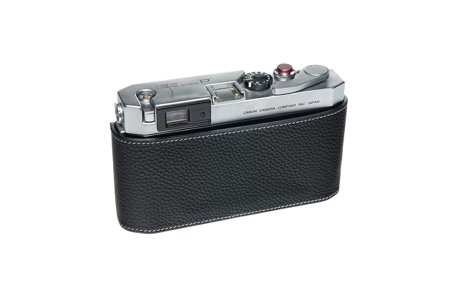 for Canon P Case, BolinUS Handmade Genuine Real Leather Half Camera Case Bag Cover for Canon 7 7S P VL VL2 ViL Camera with Hand Strap (Black)