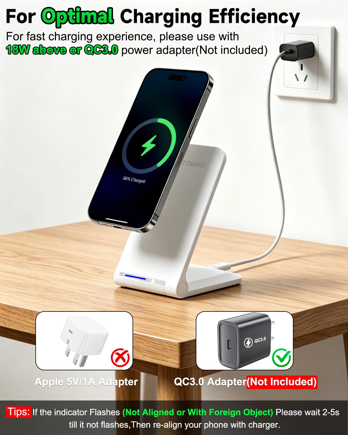 Wireless Charger Stand, Foldable, 15W Fast Wireless Charging Station Compatible with iPhone 17 16 15 14 13 12 Pro Max, Phone Charger Dock for Samsung