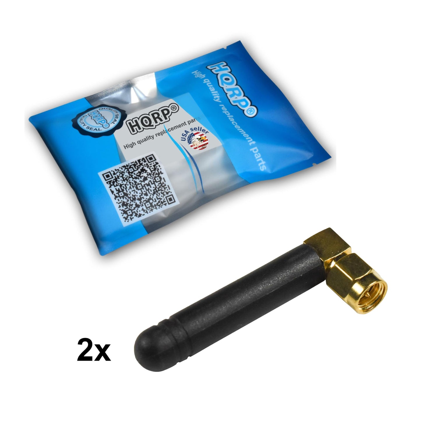 HQRP 2-Pack SMA Male 46MM GSM GPRS 433MHz Antenna 2DBI Compatible with Wireless Bluetooth RF Transceiver Module Serial RS232 Megasquirt/Adaptronic