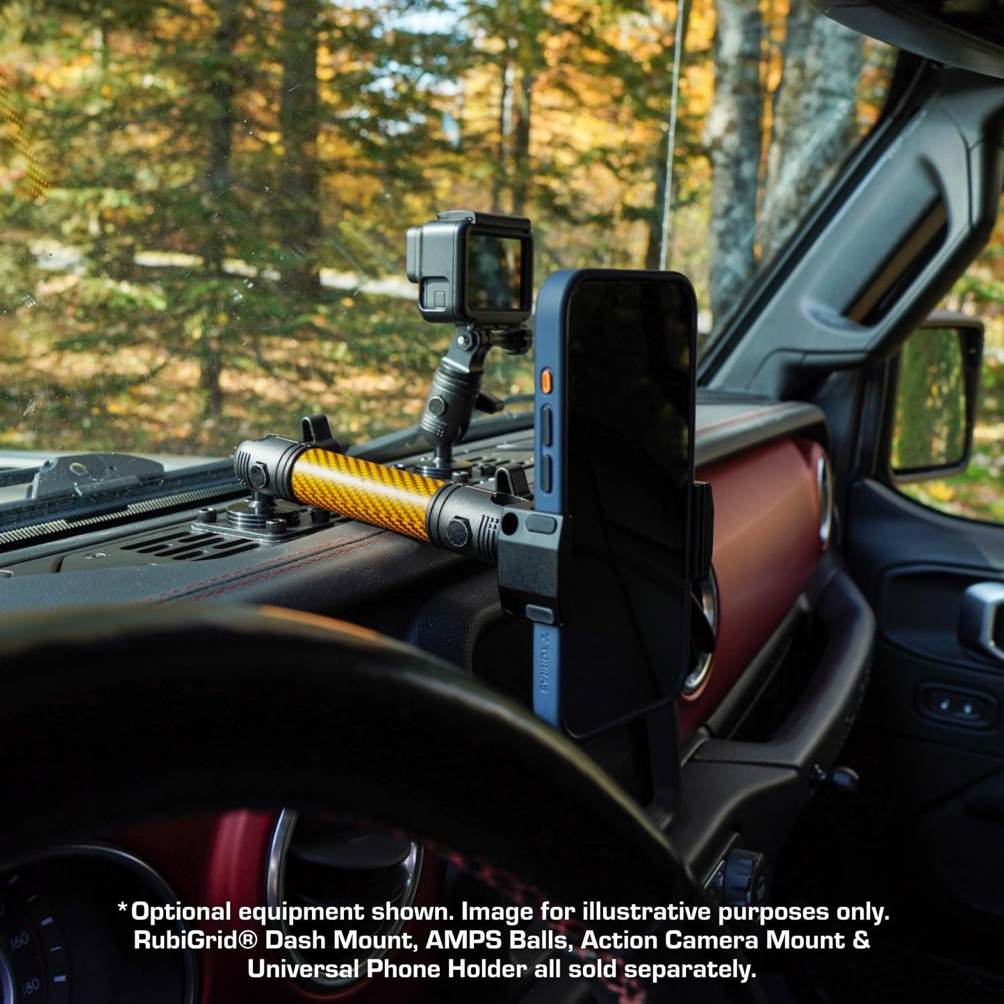 Bulletpoint Mounting Solutions Dash Mount 5.9" Arm Compatible with iPhone and Android Smartphones - Fits 20mm Attachment Ball (Matte Orange Carbon