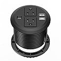 Desktop Power Grommet 3 inch, Desk Power Outlet Socket Recessed Power Strip with 2 AC Outlet & 2 USB Ports for Computer, Table, Kitchen, Office