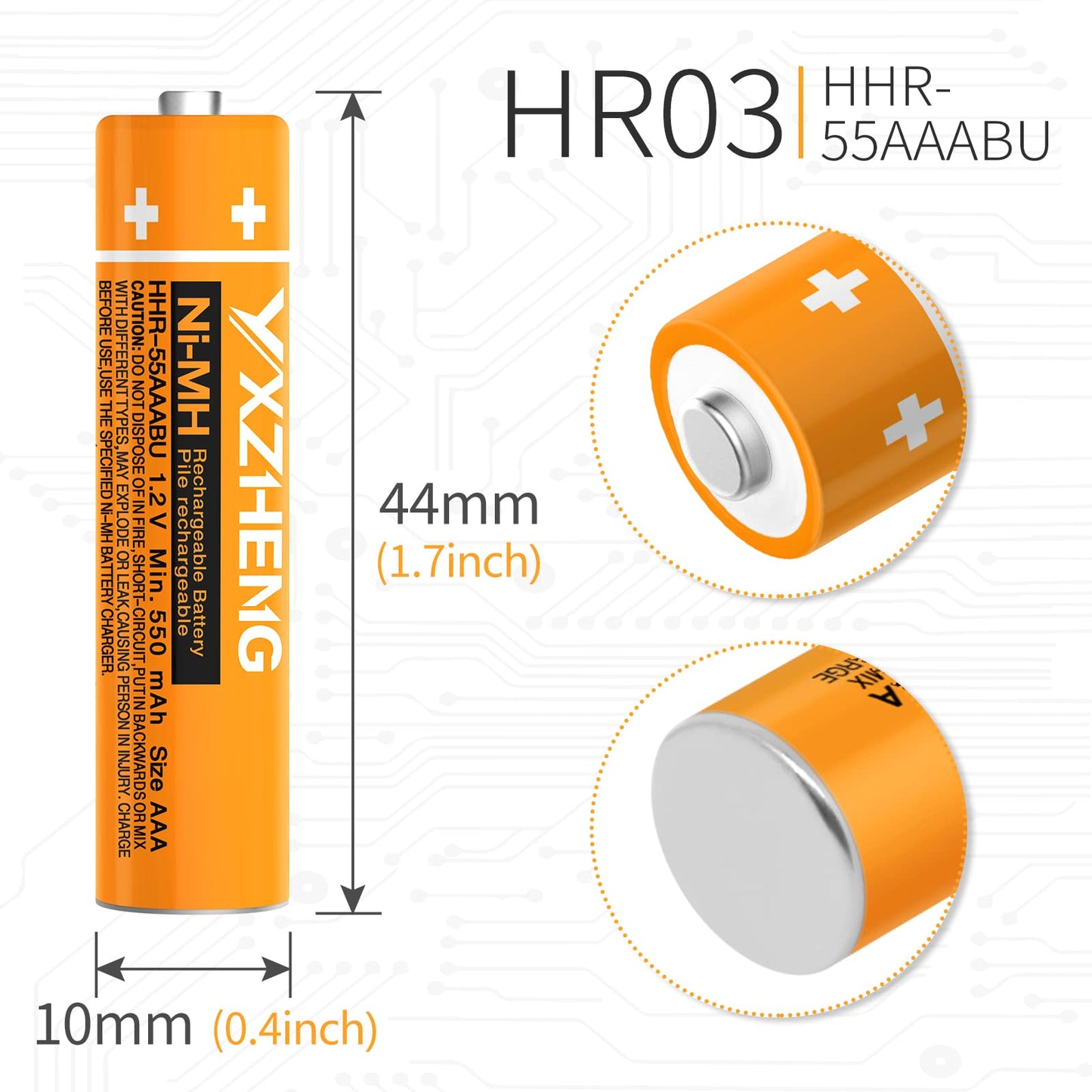 YXZHENG AAA Battery 8PCS 1.2V 550mAh Rechargeable NI-MH HHR-55AAABU Compatible with Panasonic Cordless Wireless Phone Telephone Handsets DECT 6.0