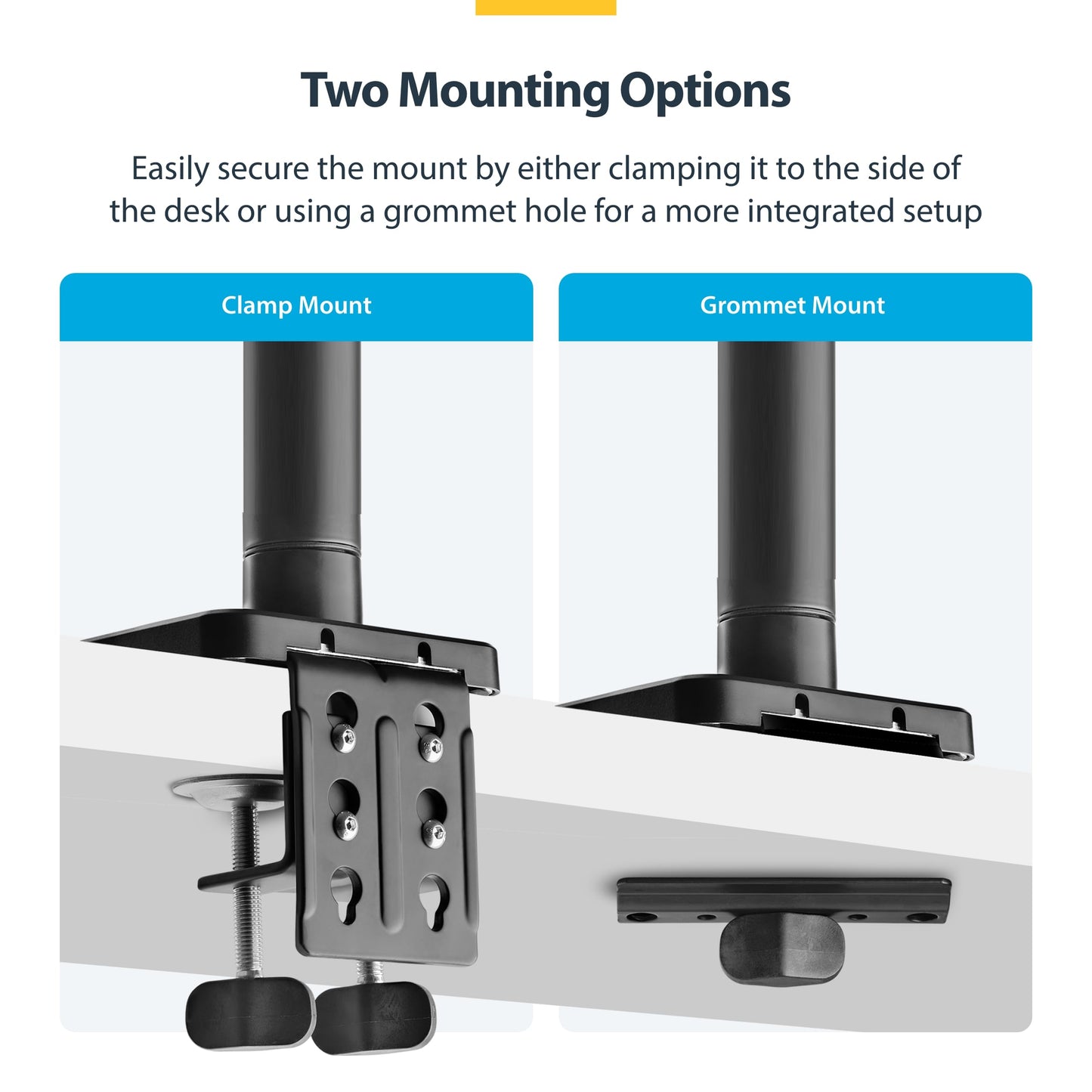 StarTech.com Monitor Desk Mount for up to 49in 32:9 Ultrawide Curved Screen, Mechanical Spring Arm, C-Clamp/Grommet, Max 44lb
