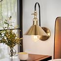 GEPOW Black Gold Wall Sconces, Adjustable Modern Sconces Wall Lighting with Brass Metal Shade for Hallway, Bathroom, Bedroom, Kitchen and Living Room