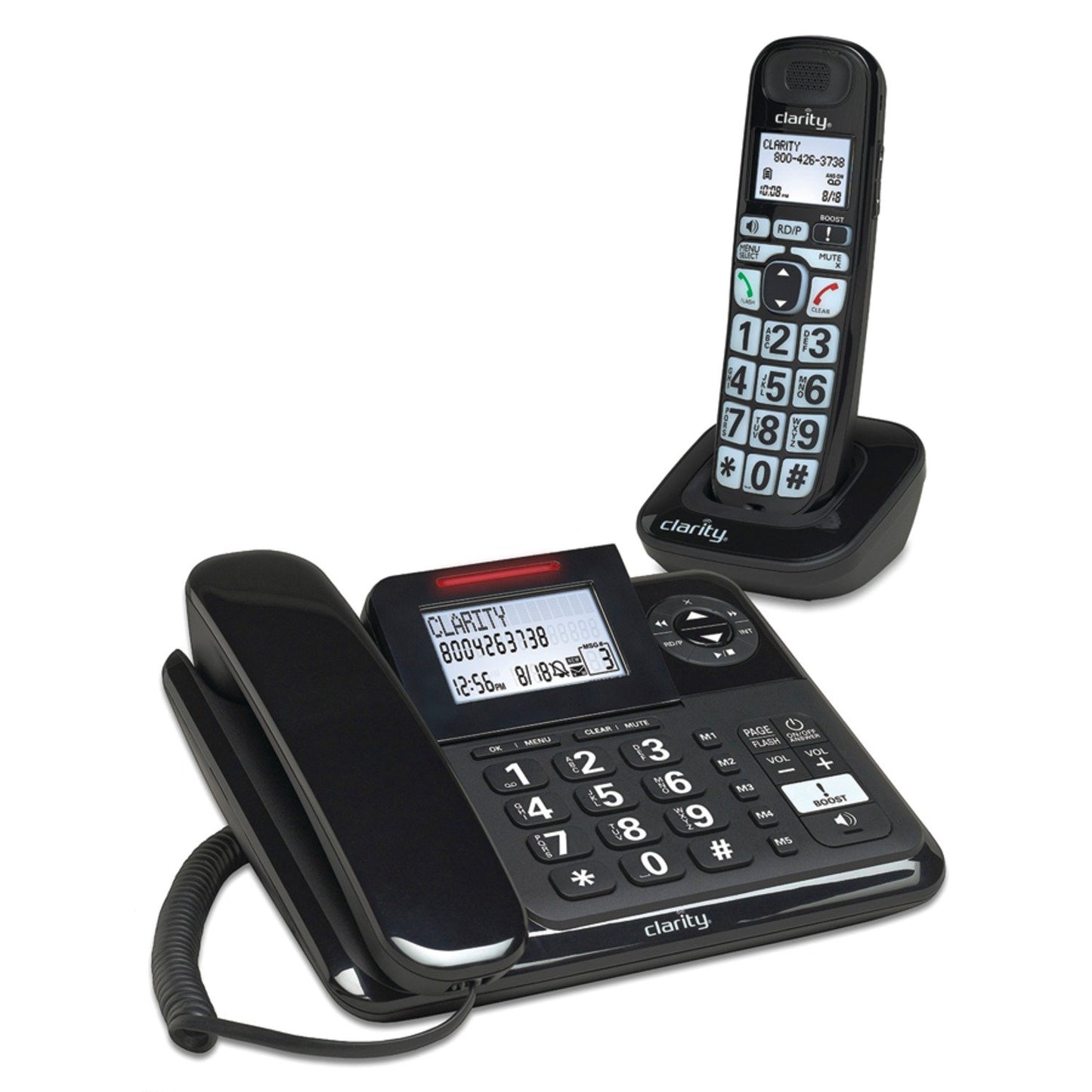 Clarity E814CC Amplified Corded/Cordless Combo with Answering Machine- Bundles, Dual-SIM and Dual keypad