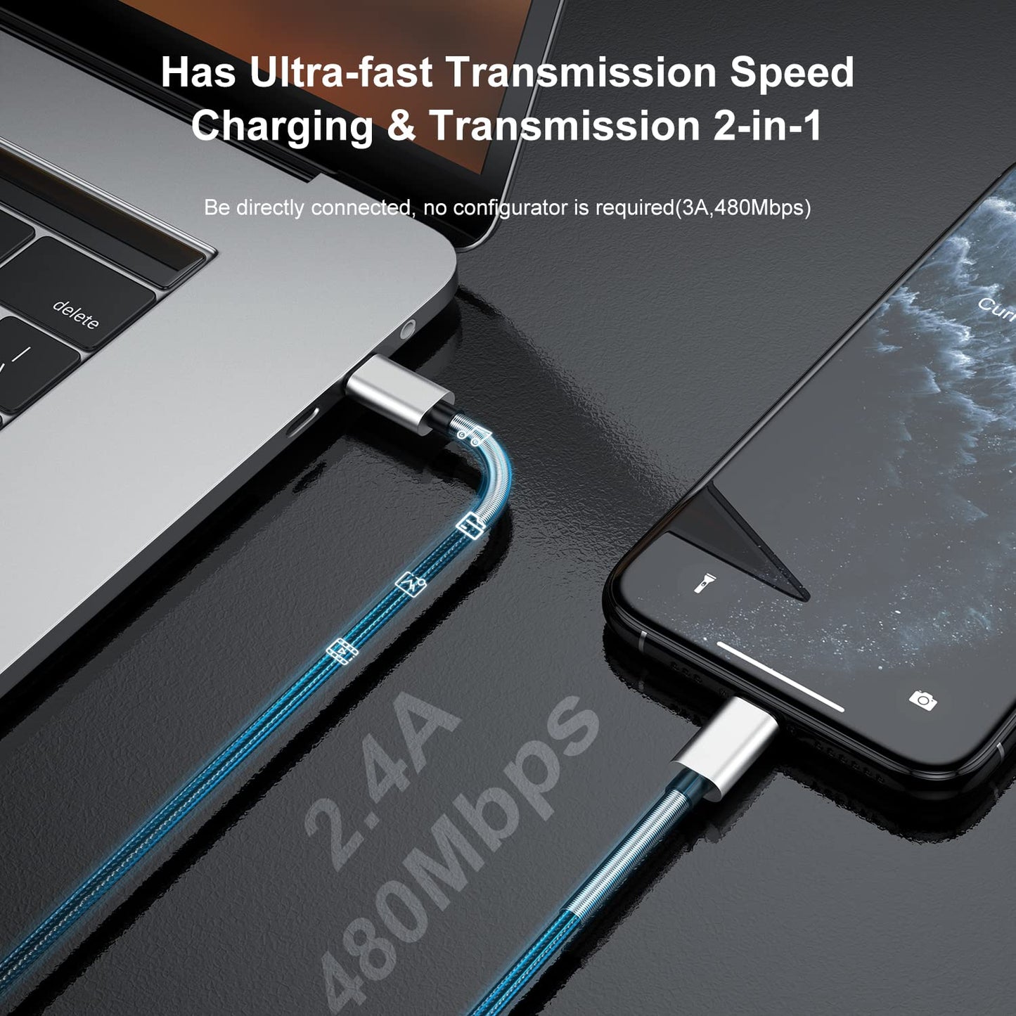 2Pack 10ft iPhone Fast Charger Cable, [Apple MFi Certified] Long USB C to Lightning Cable 10 Foot, High Fast 10 Feet Apple Charging Cord for Apple…
