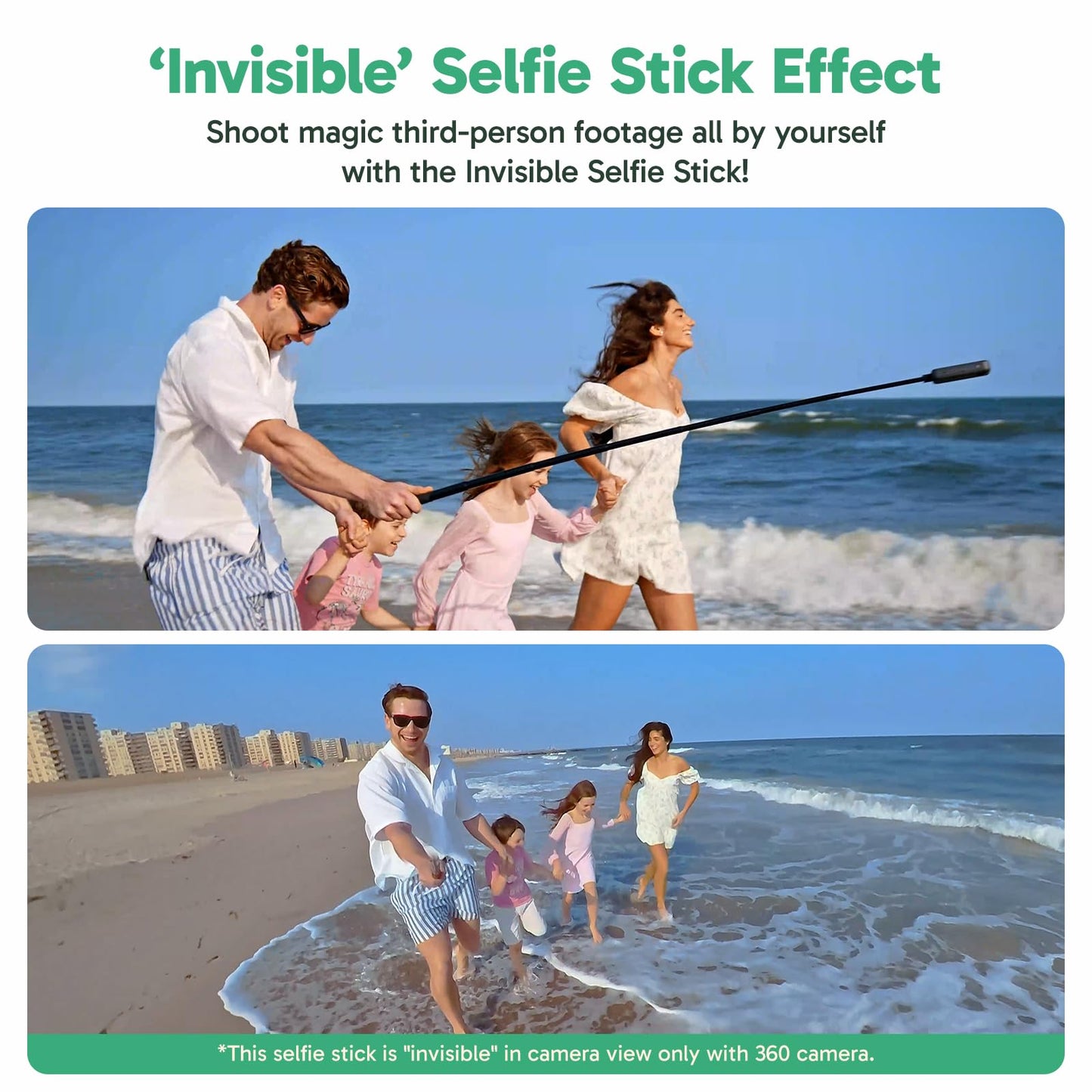 AKASO 47.2"/120cm Invisible Selfie Stick - Aluminum Alloy Invisible Pole for Insta360 X5/4/3, DJI Osmo 360, GoPro Hero 13/12/11, AKASO