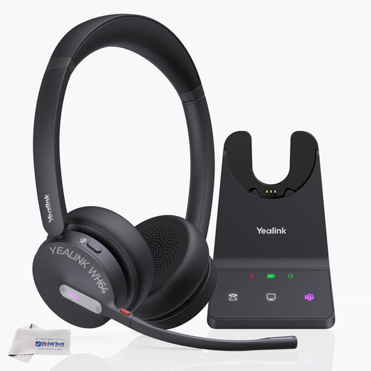 Yealink WH64 Wireless DECT Headset & Bluetooth MS Duo, Teams & Zoom Compatible, Acoustic Shield 2.0, 3-Mic Noise Cancellation, All-Day Comfort, Plug…