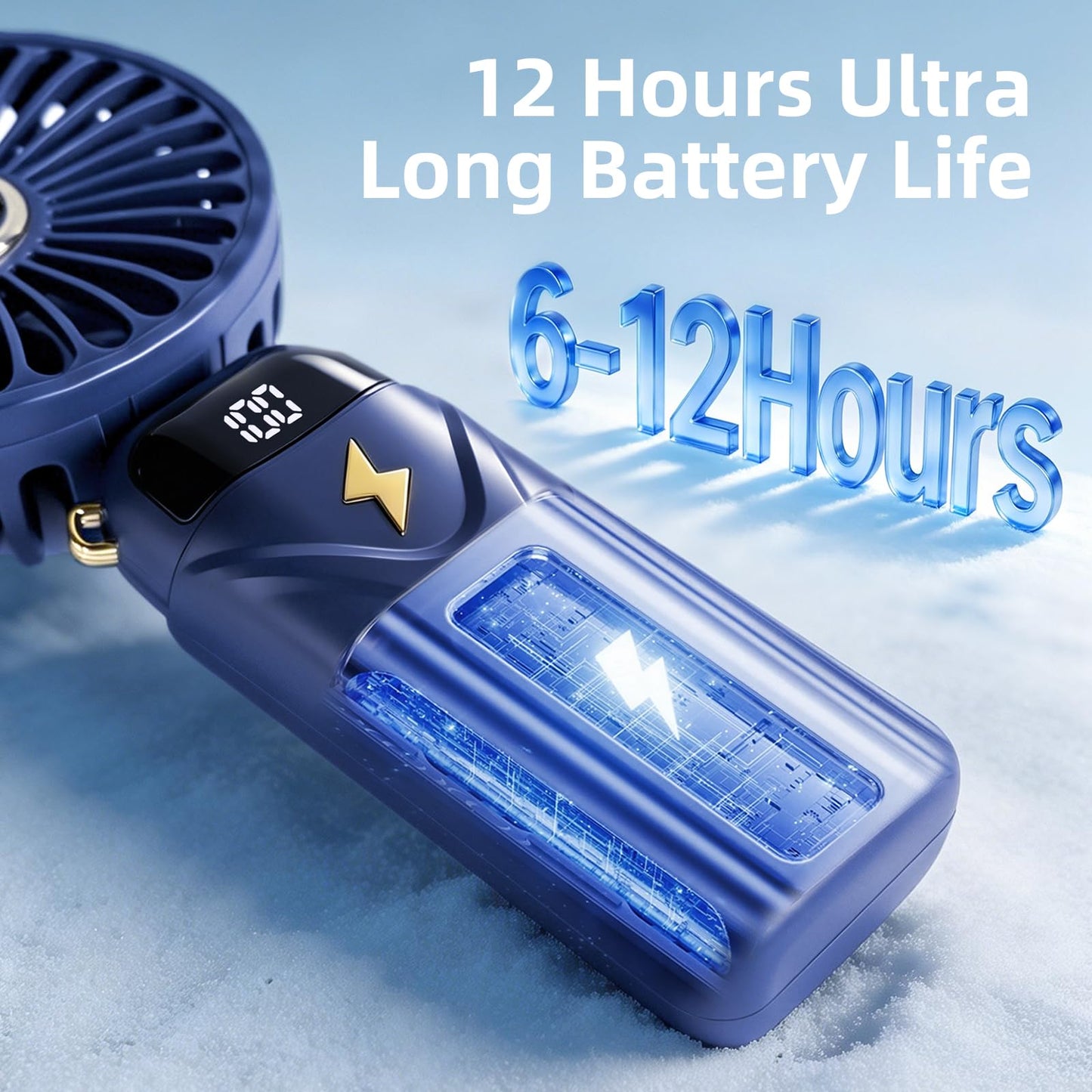 Sderx Portable Handheld Fan,5-Speed Turbo Fan with Real-Time Power Display