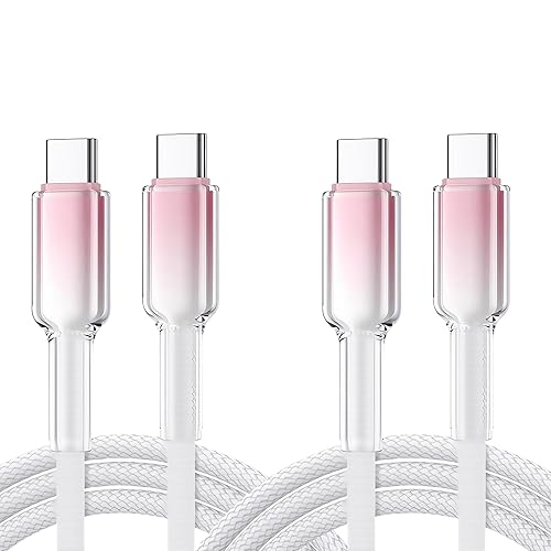 LETONDA USB C to USB C Cable (3.3FT-6.6FT,2Pack) Woven Fast Charging Works Compatible with iPhone 16/15 Samsung Galaxy S24/S21/S10/Note 10 MacBook