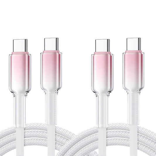 LETONDA USB C to USB C Cable (3.3FT-6.6FT,2Pack) Woven Fast Charging Works Compatible with iPhone 16/15 Samsung Galaxy S24/S21/S10/Note 10 MacBook