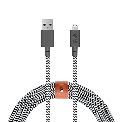 Native Union BELT Cable XL - 10ft Ultra-Strong Reinforced [MFi Certified] Durable Lightning to USB Charging Cable with Leather Strap compatible…