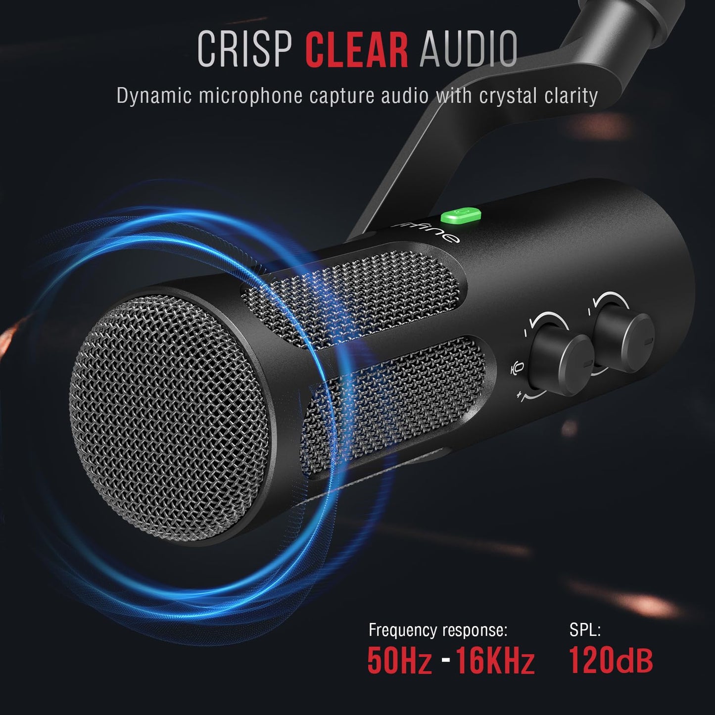FIFINE XLR/USB Podcast Dynamic Microphone for Streaming, Studio XLR Microphone, PC Streamer Mic All Metal with Mute Button, Headphone Jack, for Vocal