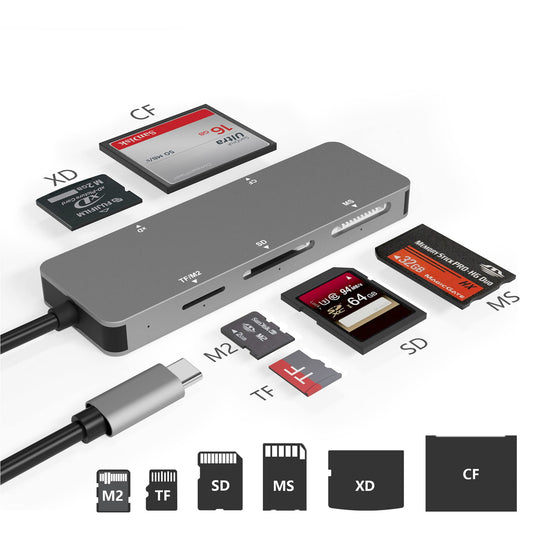 USB C XD Picture Card Reader, Type C (5Gps) High Speed TF/SD/MS/M2/XD/CF 6 in 1 Camera Card Reader, USB C XD Memory Card Reader Supports Olympus