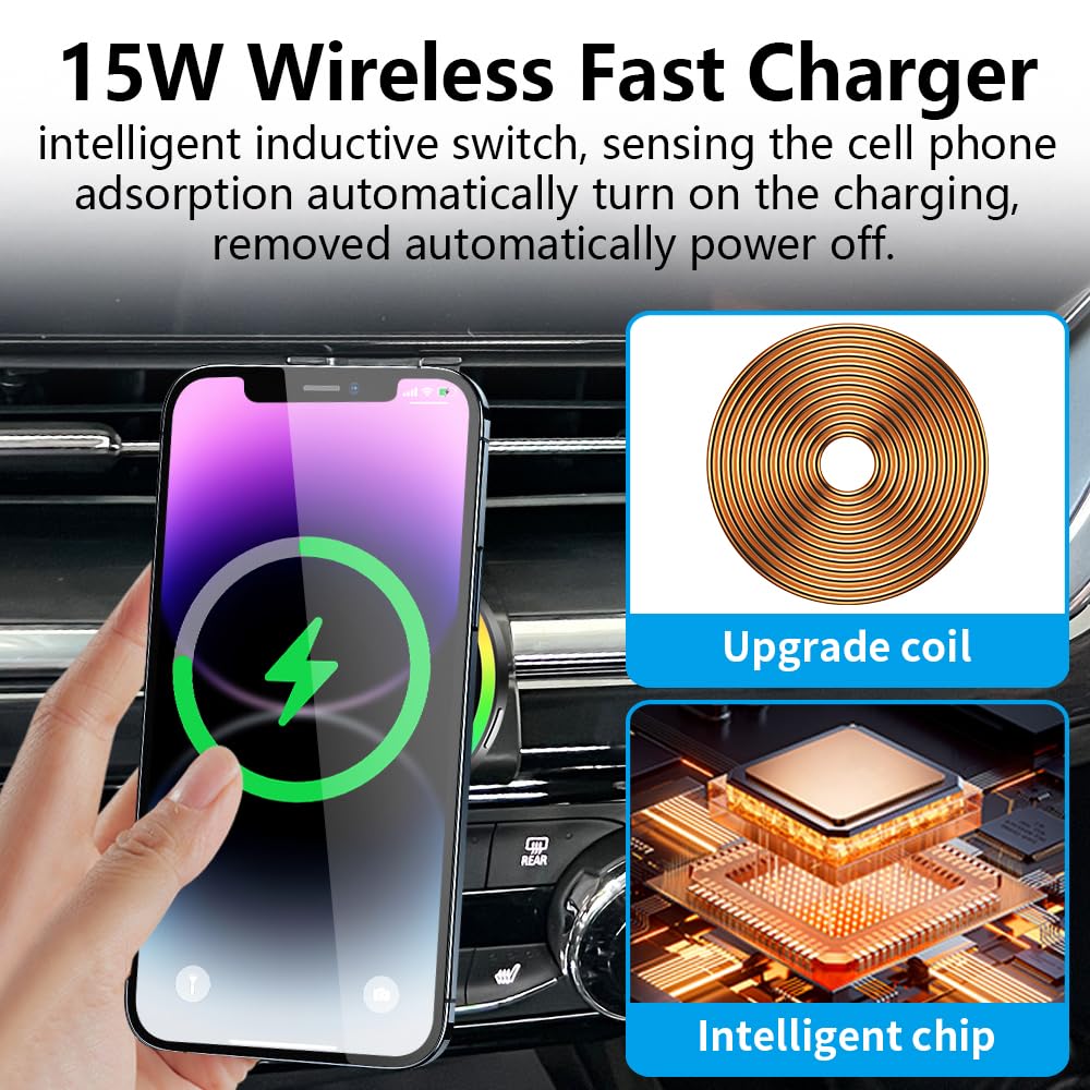 LUNQIN Car Magnetic Phone Mount for Chevrolet Chevy Trax 2024 2025 2026 Auto Interior Accessories Best Cellphone Holder Fast 15W Wireless Charger Cell