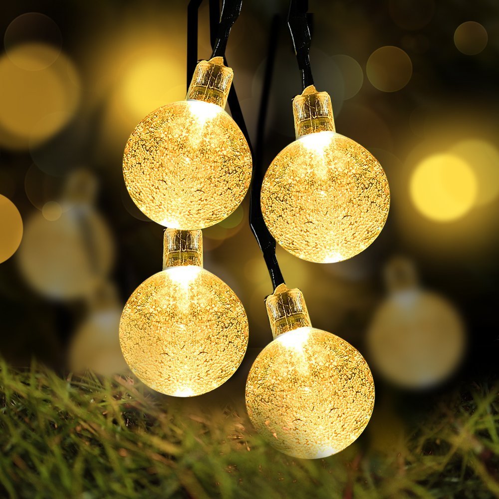 LOENDE Battery Operated Globe String Lights, Crystal Globe String Lights 16ft 30 LED 8 Modes Waterproof String Lights with Timer for Backyard Garden