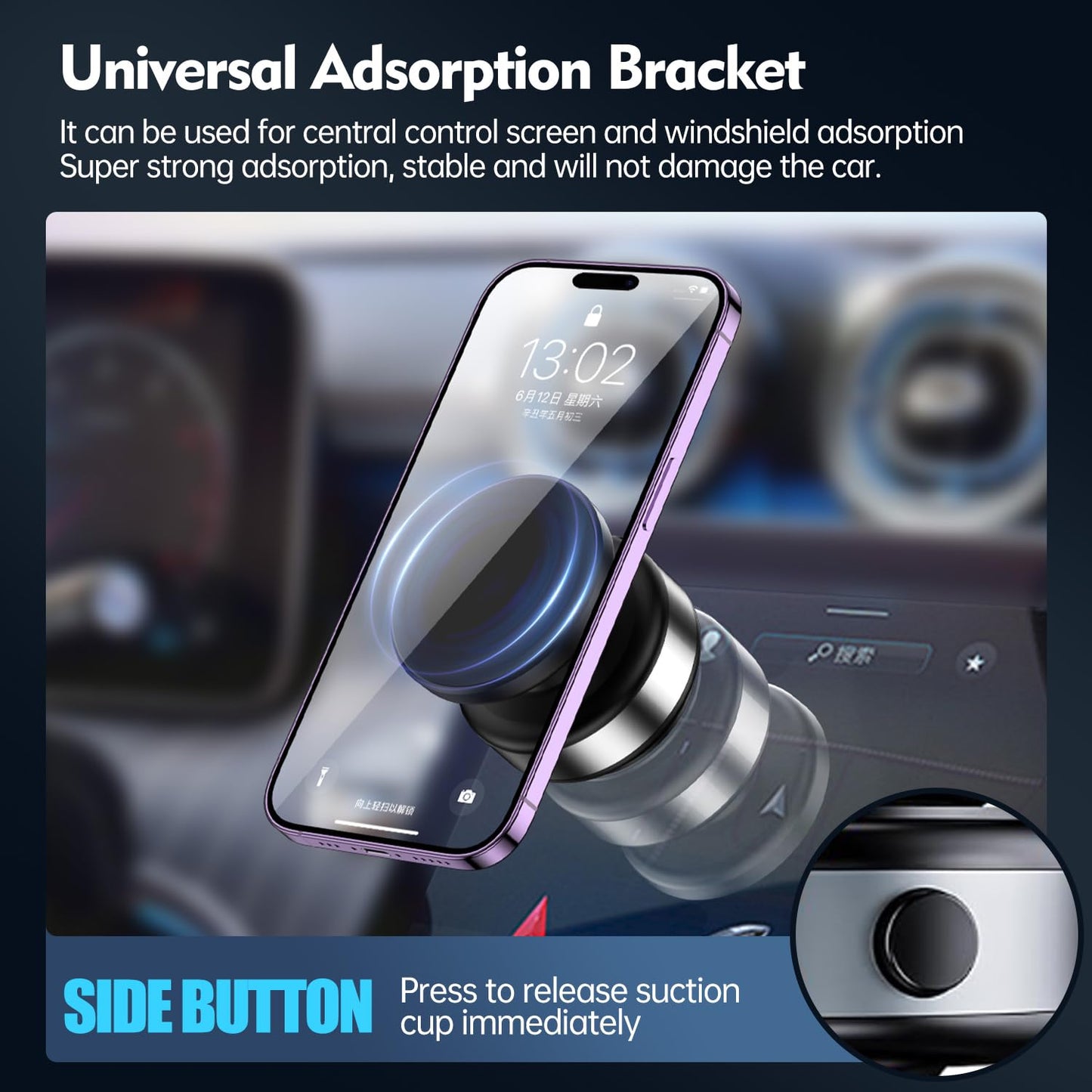 Lecroooi Suction Cup Phone Mount,Magnetic Phone Holder for Car,360°Adjustable Vacuum Suction Phone Mount, Foldable Portable Phone Holder for Car
