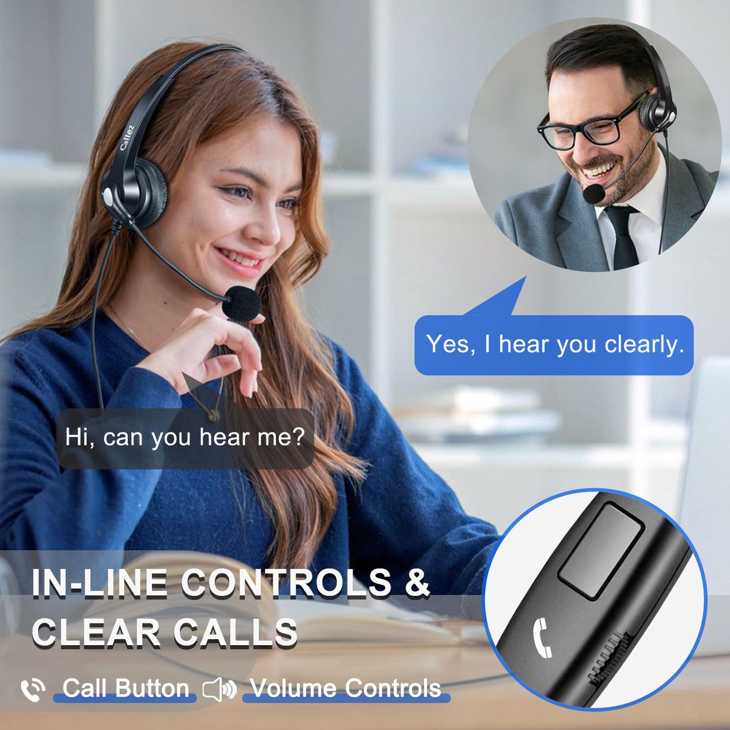 Callez Wired Computer Headset, 3.5mm/USB-C Headset with Mic Noise Cancelling for Work, Cell Phone Headphone for PC Laptop Mac iPhone Samsung Zoom