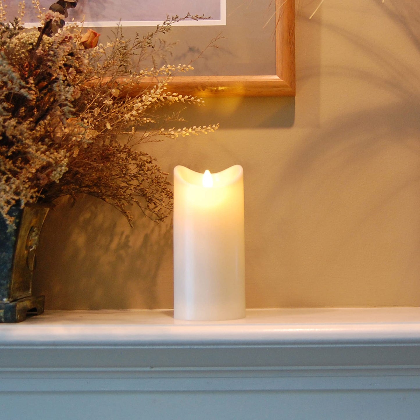 LumaBase Battery Operated 7" Pillar Candle with Flickering Flame