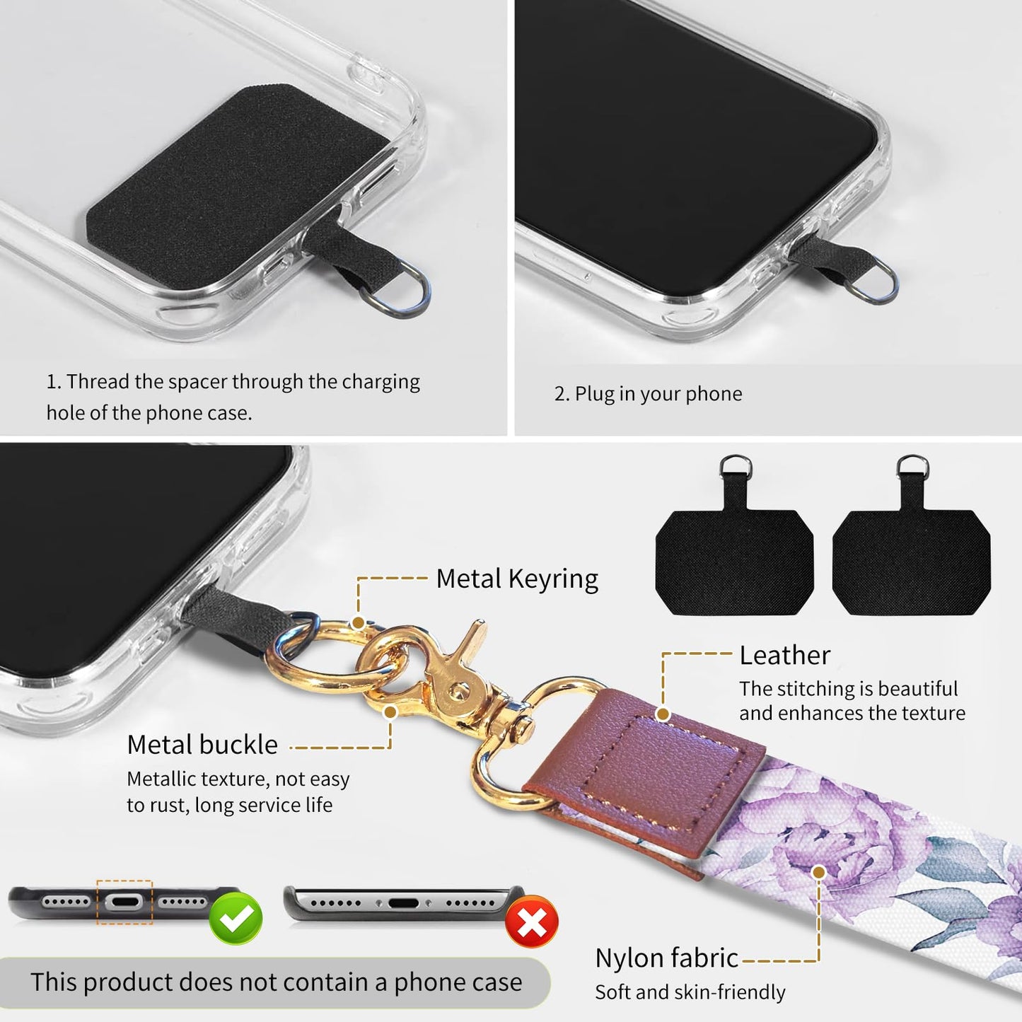BeauBeast Cell Phone Lanyard Adjustable Crossbody Strap, Cute Universal Phone Neck Wristlet Wrist Strap Patch for Keys Case Accessories Beautiful